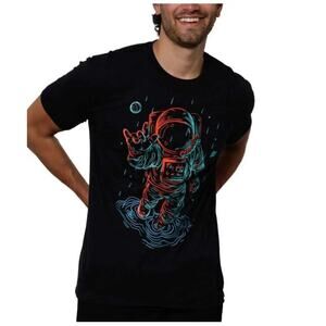 Into The AM Black Unisex Tee Glow-In-The-Dark Astronaut - Size Large